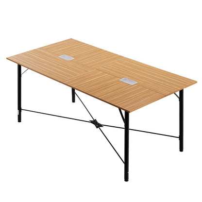 Conference Table, 1800 mm Office Meeting Table for 6-8 Person, Modern Rectangle Seminar Desk with Metal Legs, Meeting Desk Ideal for Office, Boardroom, Conference Room, Easy Assembly, Brown