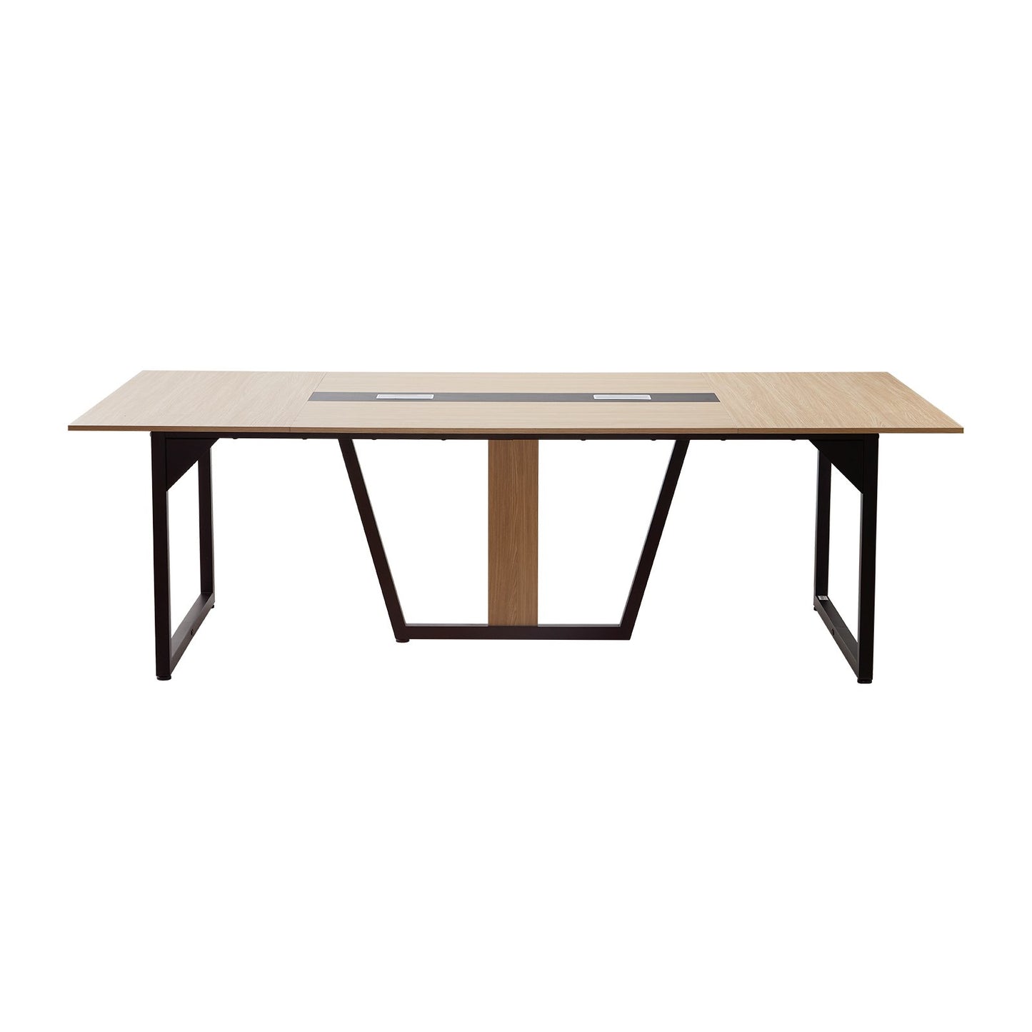 Conference Table, 2400 mm Office Meeting Table for 10 Person, Modern Rectangle Seminar Desk with Metal Legs, Large Meeting Desk Ideal for Office, Boardroom, Conference Room, Easy Assembly, Brown