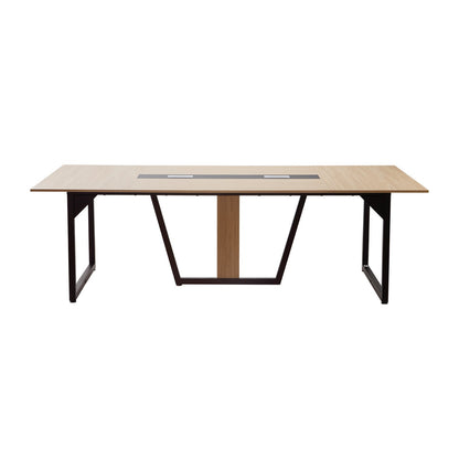 Conference Table, 2400 mm Office Meeting Table for 10 Person, Modern Rectangle Seminar Desk with Metal Legs, Large Meeting Desk Ideal for Office, Boardroom, Conference Room, Easy Assembly, Brown