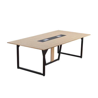 Conference Table, 2400 mm Office Meeting Table for 10 Person, Modern Rectangle Seminar Desk with Metal Legs, Large Meeting Desk Ideal for Office, Boardroom, Conference Room, Easy Assembly, Brown