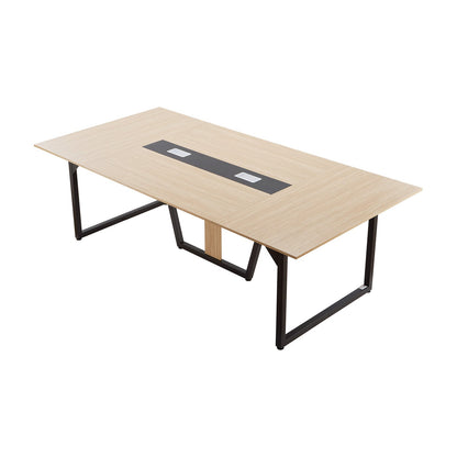 Conference Table, 2400 mm Office Meeting Table for 10 Person, Modern Rectangle Seminar Desk with Metal Legs, Large Meeting Desk Ideal for Office, Boardroom, Conference Room, Easy Assembly, Brown