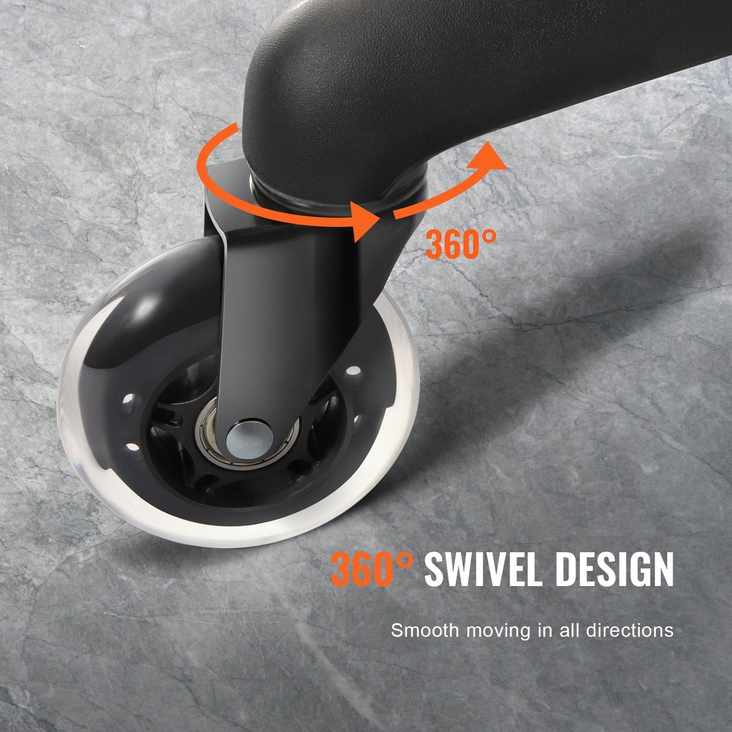 Heavy Duty Office Chair Caster Wheels, Set of 5, 76 mm, 59 kg Capacity