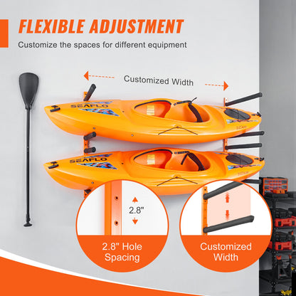 VEVOR Wall Kayak Storage Rack, 4-Capacity Wall Mounted Kayak Holders for Kayak Canoe