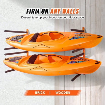 VEVOR Wall Kayak Storage Rack, 4-Capacity Wall Mounted Kayak Holders for Kayak Canoe