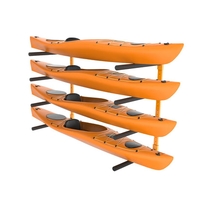4-Capacity Wall Mounted Kayak Rack with Adjustable Padded Arms, 181.6 kg Load