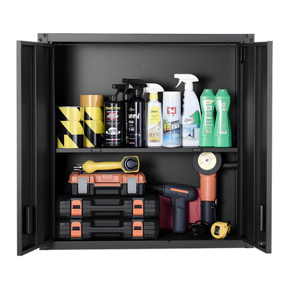 Metal Wall Cabinet, 76.2W x 31D x 76.2H cm, Steel Floating Hanging Storage Cabinet with Locking Doors and Adjustable Shelf for Garage, Basement, Kitchen, Warehouse Assembly Required, Black