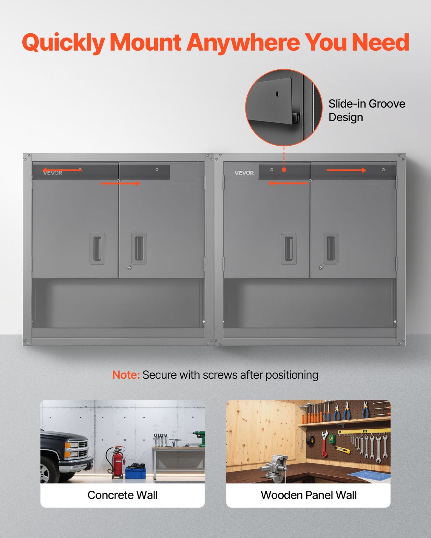 Metal Wall Cabinet, 76.2W x 30.5D x 76.2H Inch, Steel Floating Hanging Storage Cabinet with Locking Doors and Adjustable Shelf for Garage, Basement, Kitchen, Warehouse Assembly Required, Black