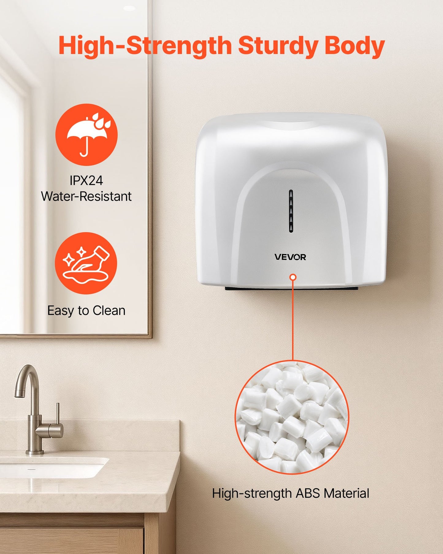 Hand Dryer, 1300W Bathroom Air Hand Dryer, Automatic High Speed with HEPA Filter, Fast Drying, Premium ABS Construction, AC220-240V Commercial Wall Mounted for Home Bathroom, Guest Room,Homestay