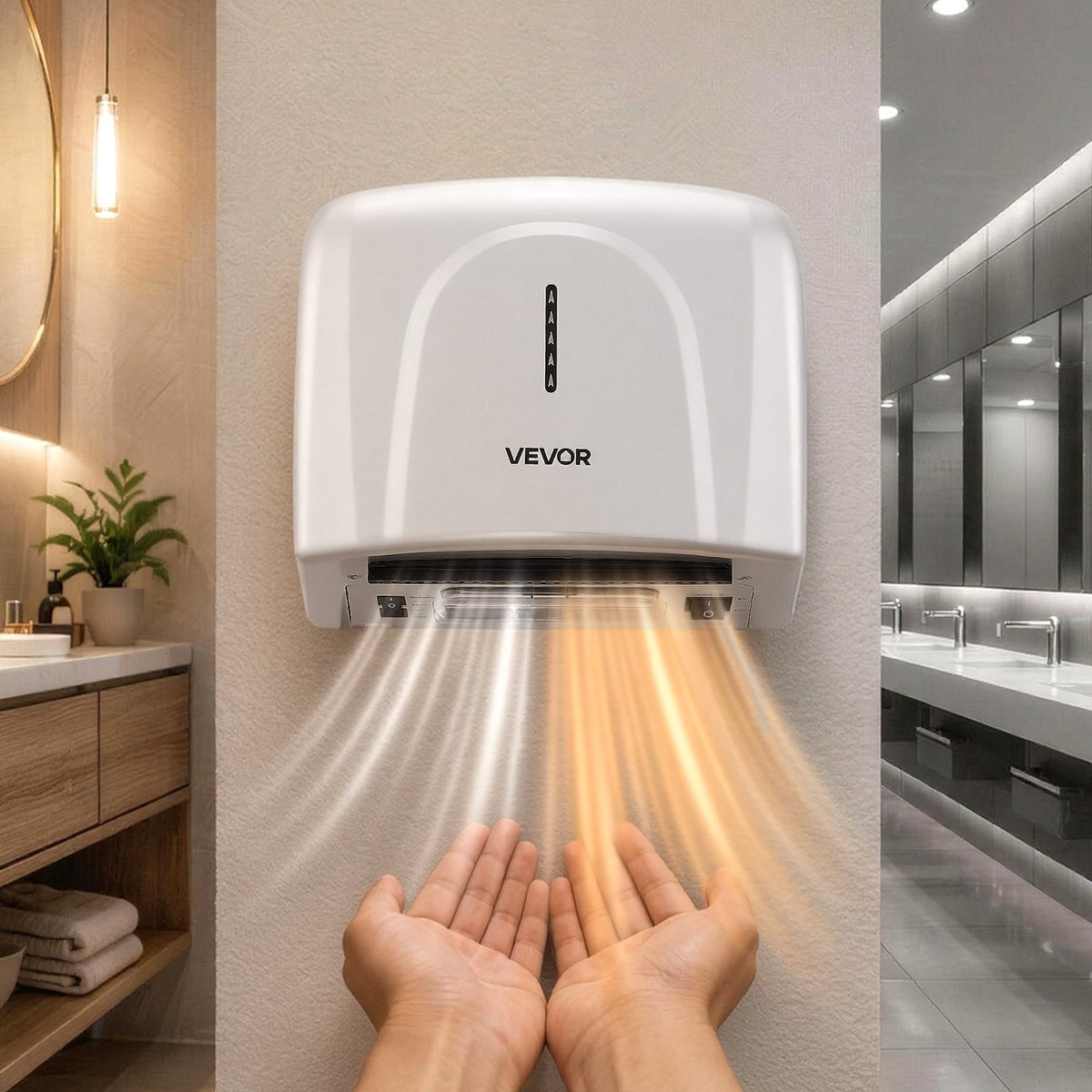 Hand Dryer, 1300W Bathroom Air Hand Dryer, Automatic High Speed with HEPA Filter, Fast Drying, Premium ABS Construction, AC220-240V Commercial Wall Mounted for Home Bathroom, Guest Room,Homestay