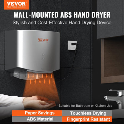 1400W Automatic Hand Dryer with Fast Drying and Low Noise, ABS Design
