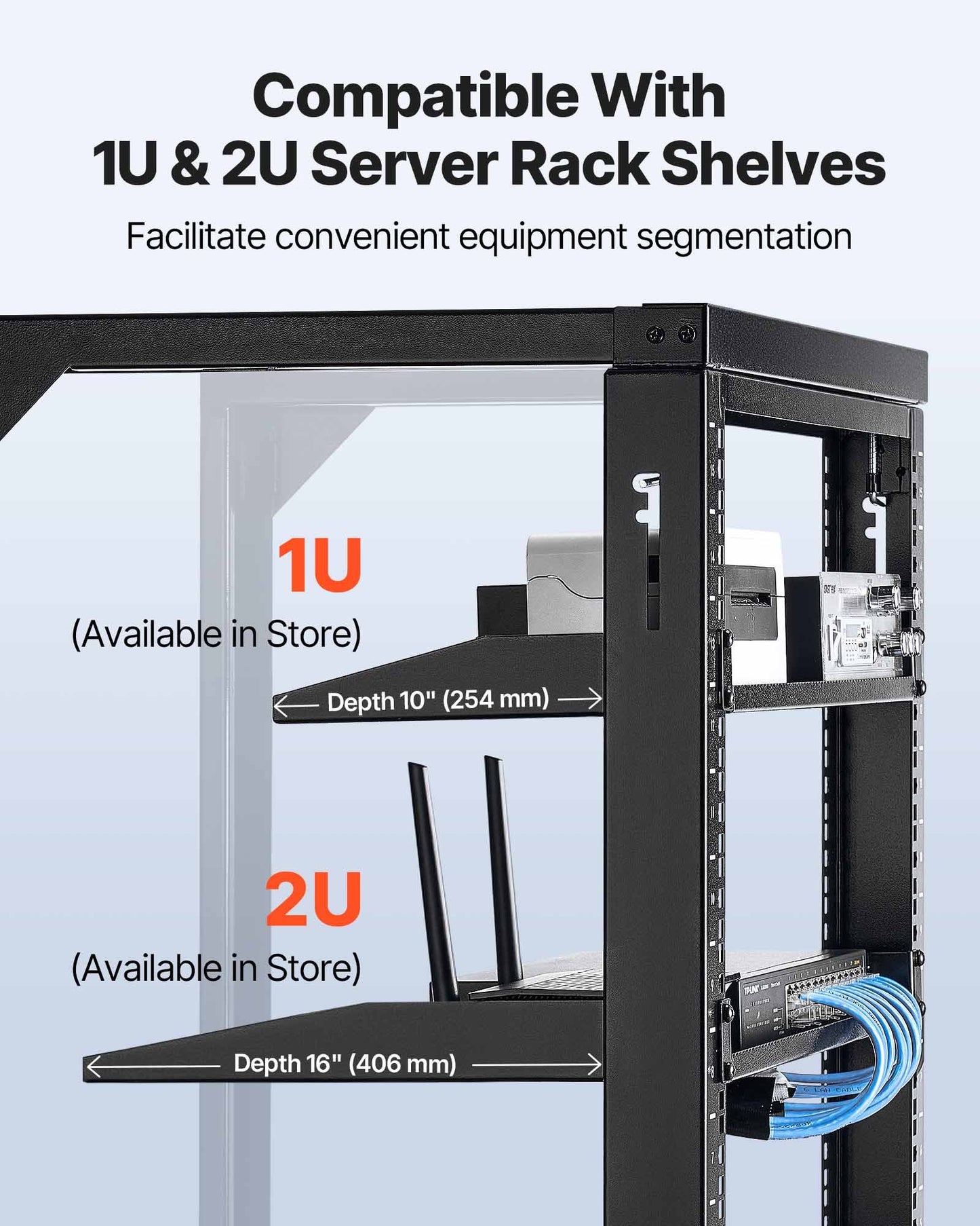 15U Wall Mount Server Rack, 68.04 kg Max Load Capacity, Open Frame Network Rack with 180 Degrees Gate Swing Door, Carbon Steel, Ideal for IT Network Equipment & AV Devices Computer Server, Black