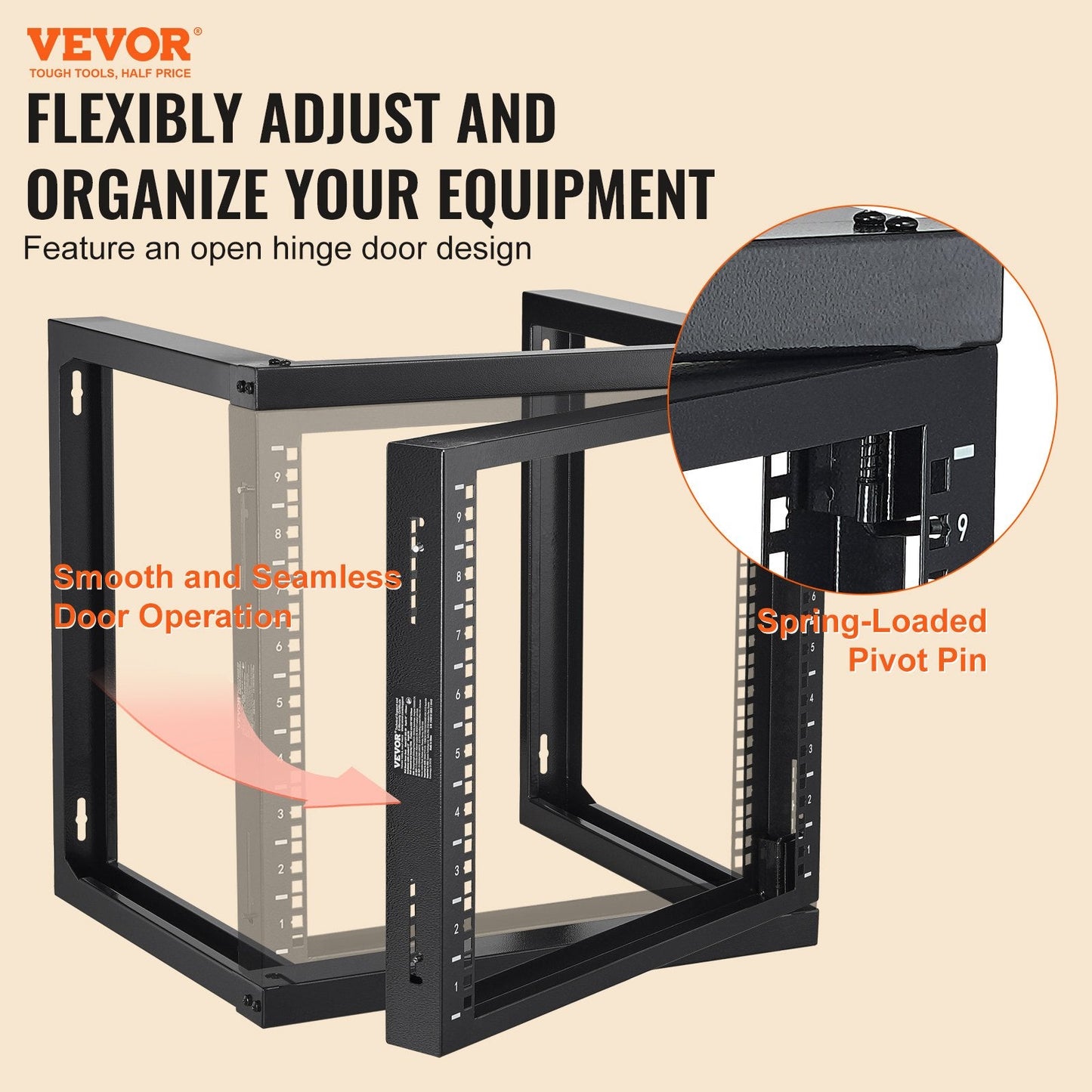 9U Wall Mount Network Rack, 68.04 kg Capacity, 0.53 x 0.45 x 0.52 m, Black