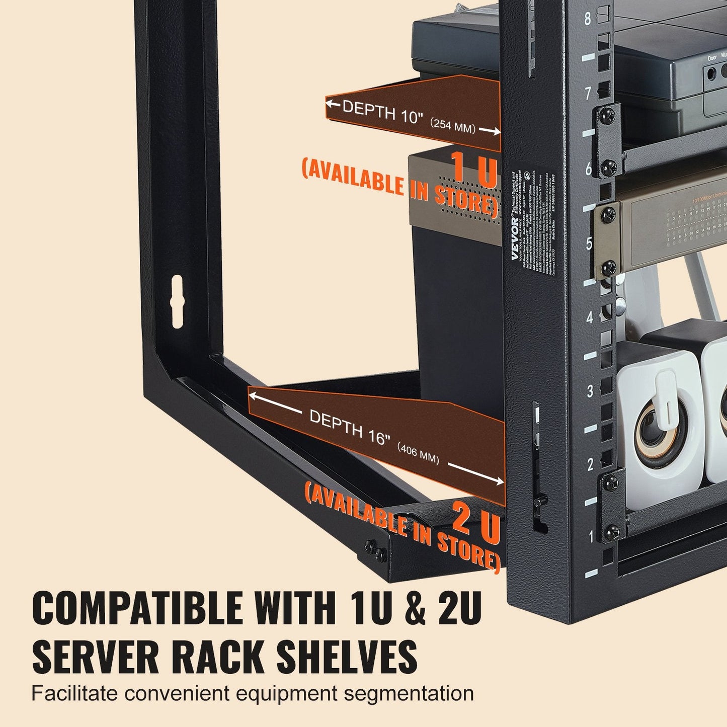 9U Wall Mount Network Rack, 68.04 kg Capacity, 0.53 x 0.45 x 0.52 m, Black