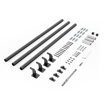 Wall Mounted Stair Handrail, 3050mm Pipe Staircase Handrail, Black Galvanized Aluminum, 32mm Pipe Diameter, Indoor&Outdoor Staircase Railing, Industrial Hand Rail for Steps, Security Baluster