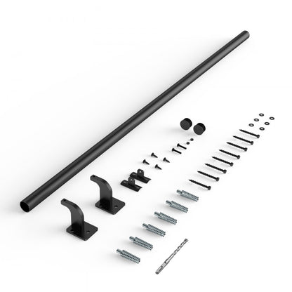 VEVOR 1215mm Wall Mounted Stair Handrail Black Aluminum Indoor Outdoor Railing
