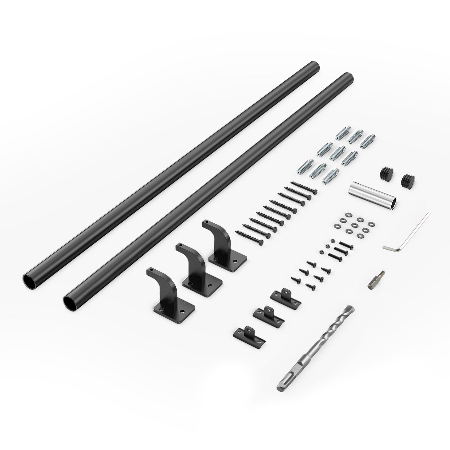 Wall Mounted Stair Handrail, 1825mm Pipe Staircase Handrail, Black Galvanized Aluminum, 32mm Pipe Diameter, Indoor&Outdoor Staircase Railing, Industrial Hand Rail for Steps, Security Baluster