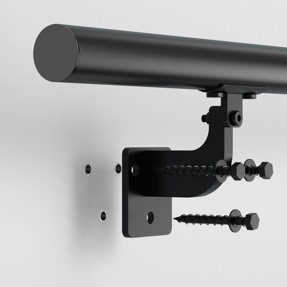 VEVOR 2130mm Wall Mounted Stair Handrail Black Aluminum Indoor Outdoor Railing