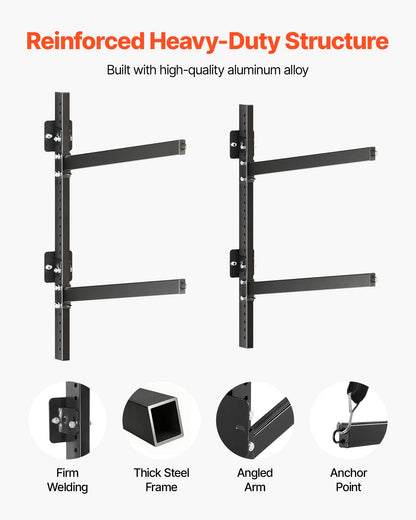 Kayak Storage Rack for 2 Kayaks, Holds 90.7 kg, Heavy Duty Adjustable Wall Mount Stand for Indoor Outdoor Garage Shed Dock, Storage Holder for Canoe, Small Boat, SUP, Surfboard & Paddleboard
