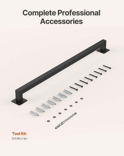 Wall Mounted Stair Handrail, 910mm Black Iron Staircase Handrail Indoor, 113kg Load Capacity, Industrial Railing Hand Rail for Steps,  Square Tube for Loft Porch Deck, 2 Sections