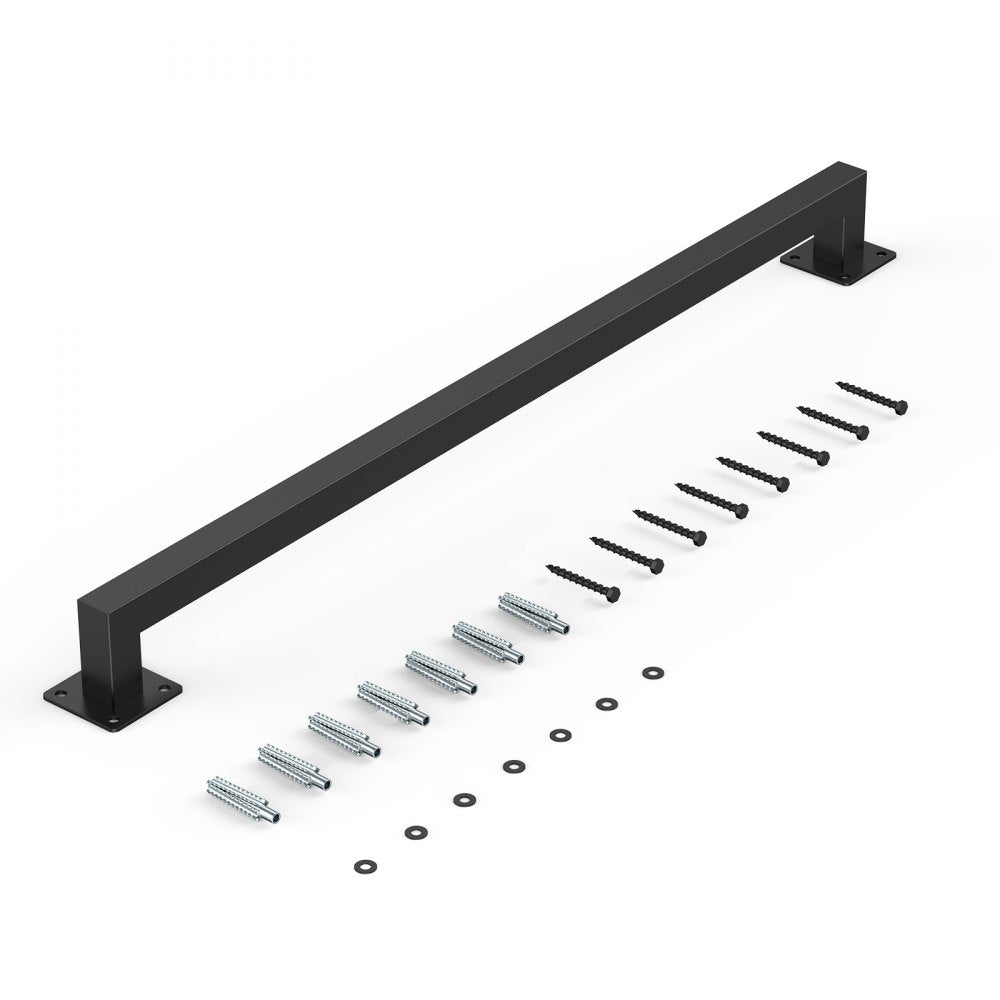 VEVOR 1215mm Wall Mounted Stair Handrail Black Iron 113kg Load Square Tube