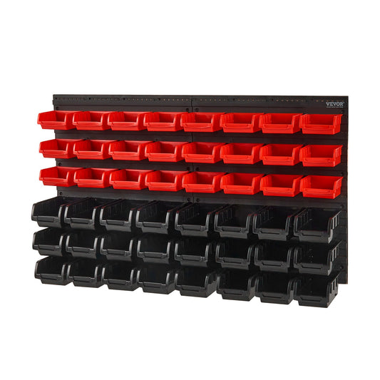 VEVOR Wall Mounted Storage Bins, 48-Bin Parts Rack Organizer Garage Plastic Shop