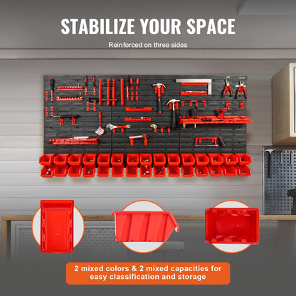 VEVOR Wall Mounted Storage Bins, 30-Bin Parts Rack Organizer Garage Plastic Shop