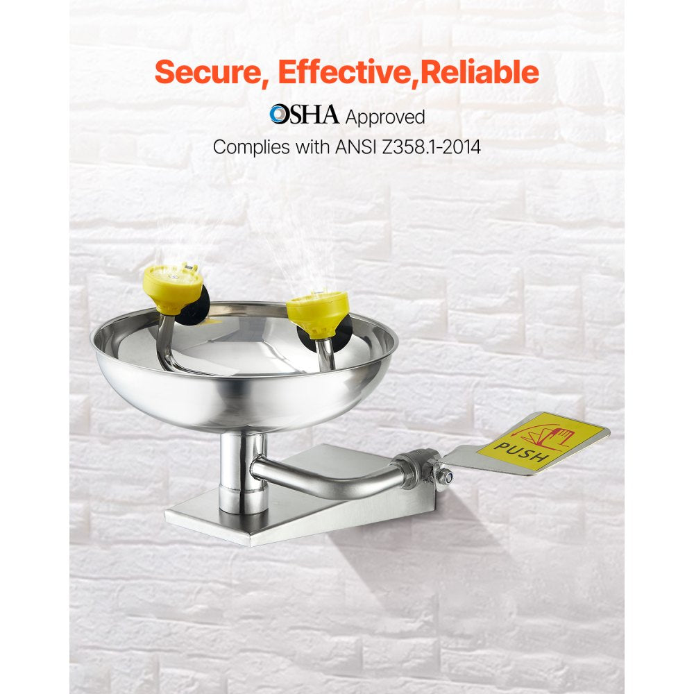 VEVOR Eyewash Emergency Face Eye Washing Station Stainless Steel Wall-Mounted