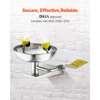 VEVOR Eyewash Emergency Face Eye Washing Station Stainless Steel Wall-Mounted