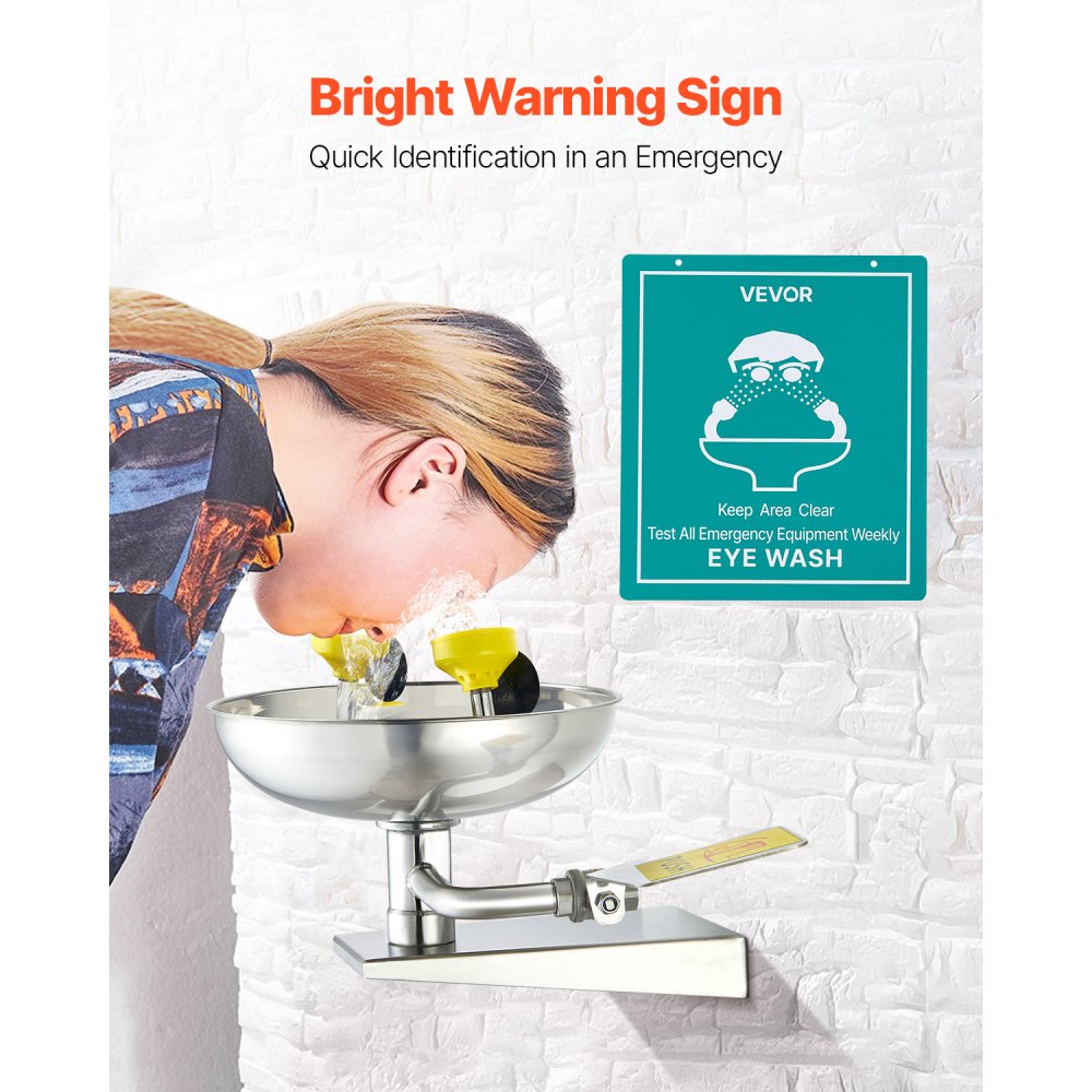 VEVOR Eyewash Emergency Face Eye Washing Station Stainless Steel Wall-Mounted