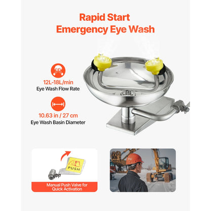 VEVOR Eyewash Emergency Face Eye Washing Station Stainless Steel Wall-Mounted