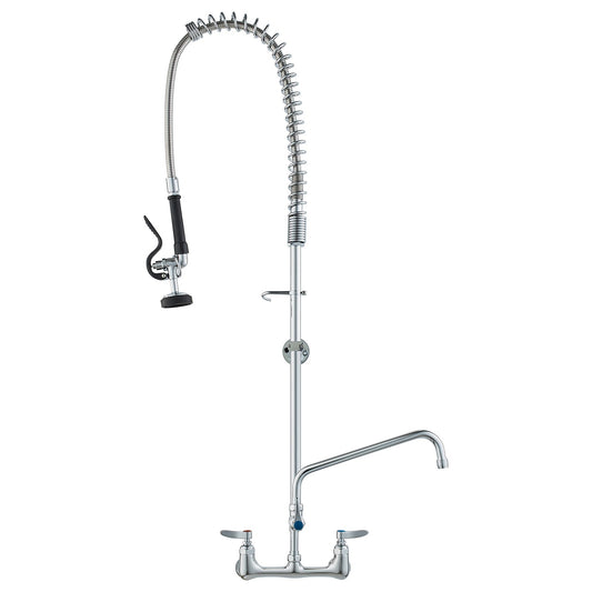 VEVOR Commercial Faucet with Pre-Rinse Sprayer, 47" Height, 8" Center, 12" Swing