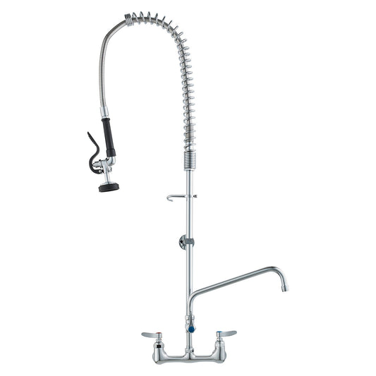 VEVOR Commercial Faucet with Pre-Rinse Sprayer, 44" Height, 8" Center, 12" Swing