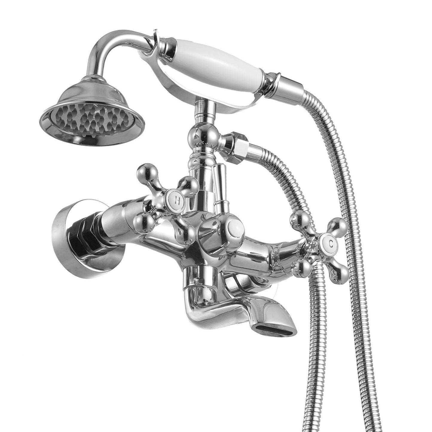 Clawfoot Tub Faucet, Wall Mount Bathtub Faucets with Handheld Shower, Vintage Polished Chrome Clawfoot Tub Filler Faucet Shower Kit with Adjustable Swing Arms & 360° Rotation Spout for Bathtubs