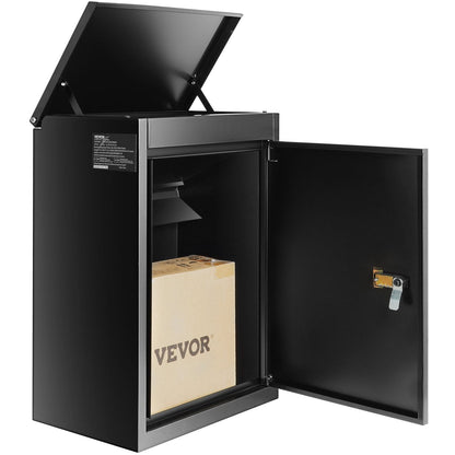 Outdoor Package Security Box with Coded Lock, 39 x 27 x 52.2 cm, Black Steel
