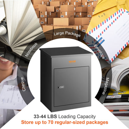 Smart Anti-Theft Mailbox, Black, Galvanized Steel, 20kg Capacity, Password Lock