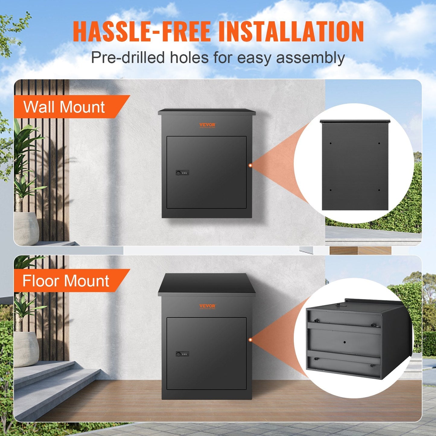 Smart Anti-Theft Mailbox, Black, Galvanized Steel, 20kg Capacity, Password Lock