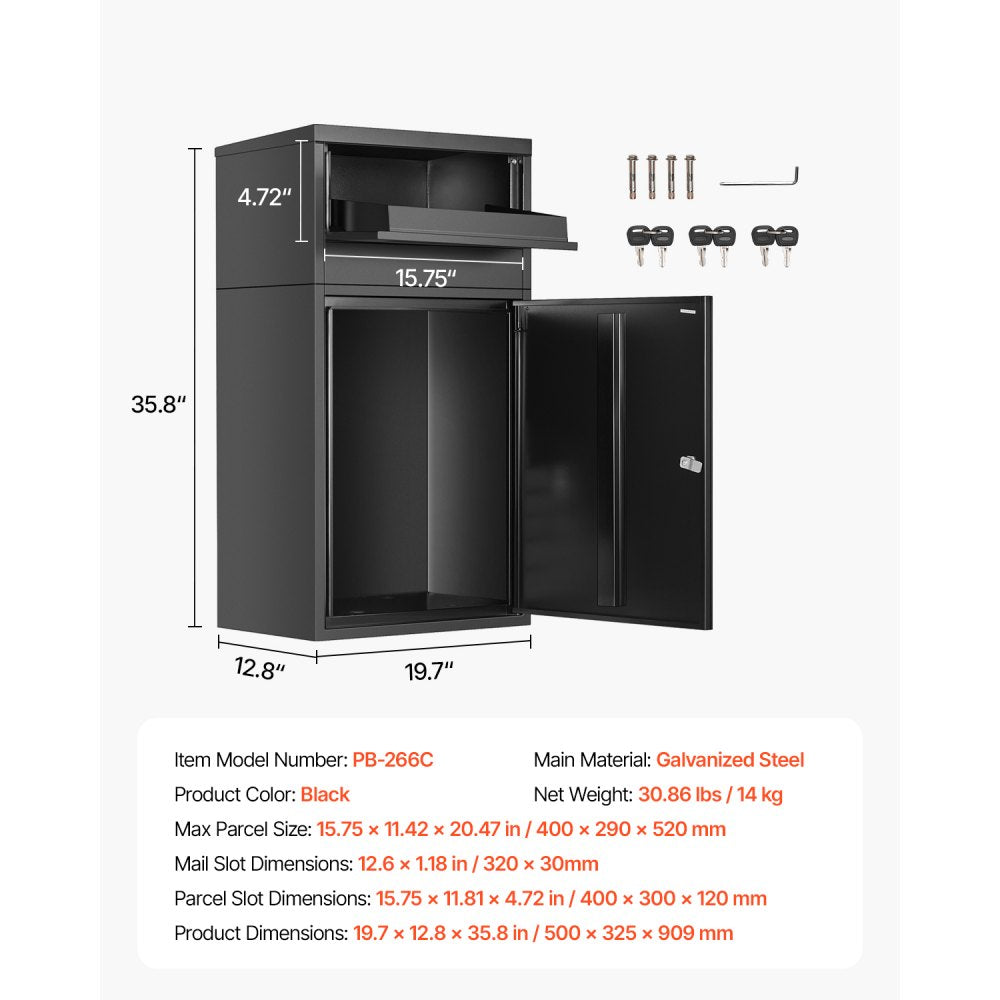 VEVOR Package Delivery Boxes for Outside 90.9 cm Lockable Parcel Drop Box