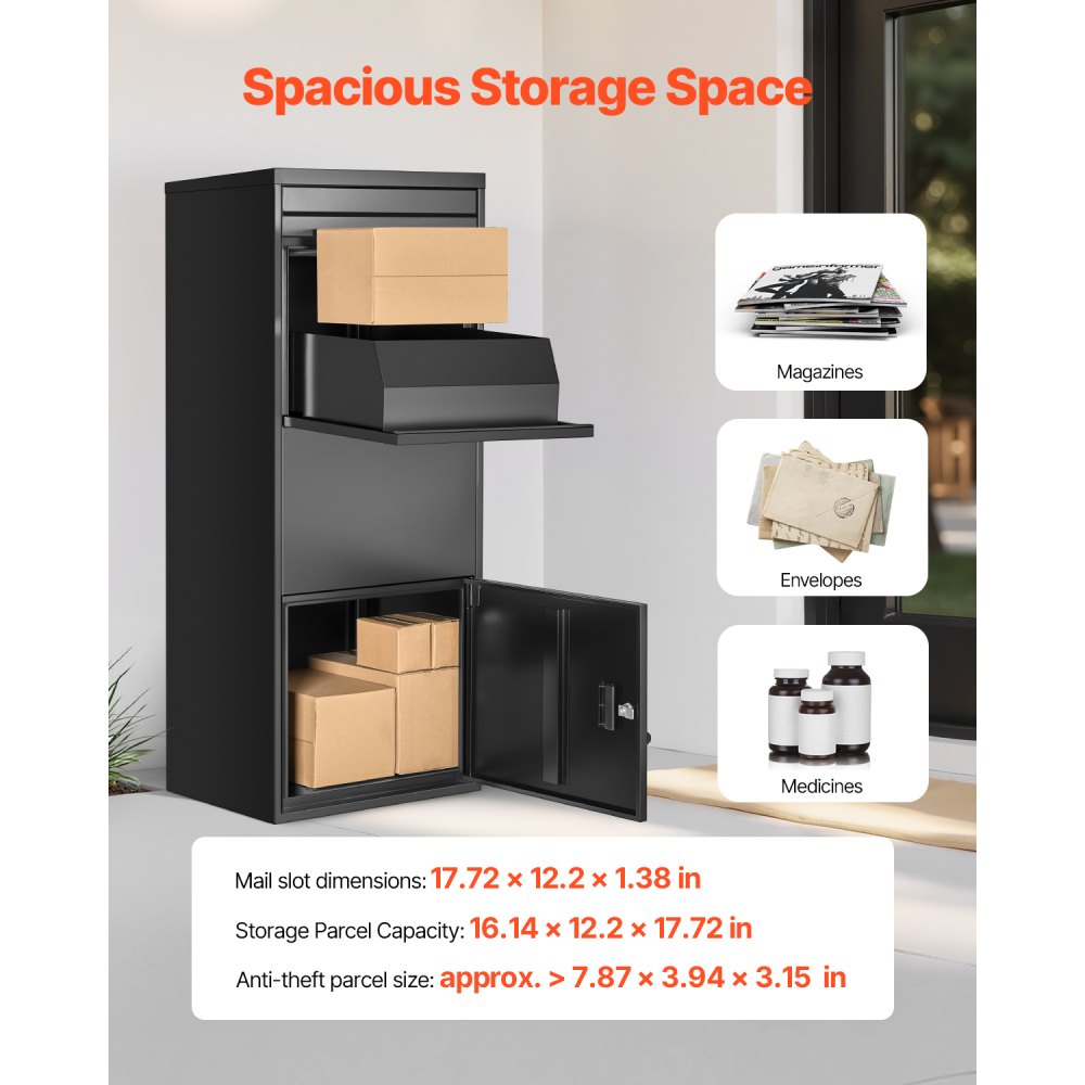 VEVOR Package Delivery Boxes for Outside 119.8 cm Lockable Parcel Drop Box