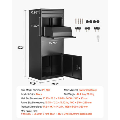 VEVOR Package Delivery Boxes for Outside 119.8 cm Lockable Parcel Drop Box