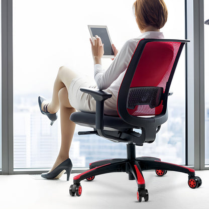 Office Chair Base Replacement, 710 mm, 1134 kg Static Load, Heavy Duty Universal Computer Desk Chair Stool Base Part with 5 Casters and Reinforced Legs, Desk Chair Base Replacement, Black + Red