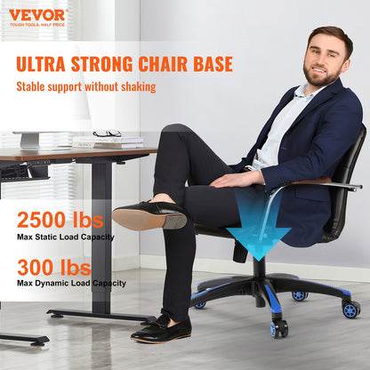 Office Chair Base Replacement, 710 mm, 1134 kg Static Load, Heavy Duty Universal Computer Desk Chair Stool Base Part with 5 Casters and Reinforced Legs, Desk Chair Base Replacement, Black + Blue