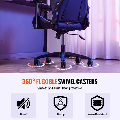 Office Chair Base Replacement, 710 mm, 1134 kg Static Load, Heavy Duty Universal Computer Desk Chair Stool Base Part with 5 Casters and Reinforced Legs, Desk Chair Base Replacement, Black + Blue