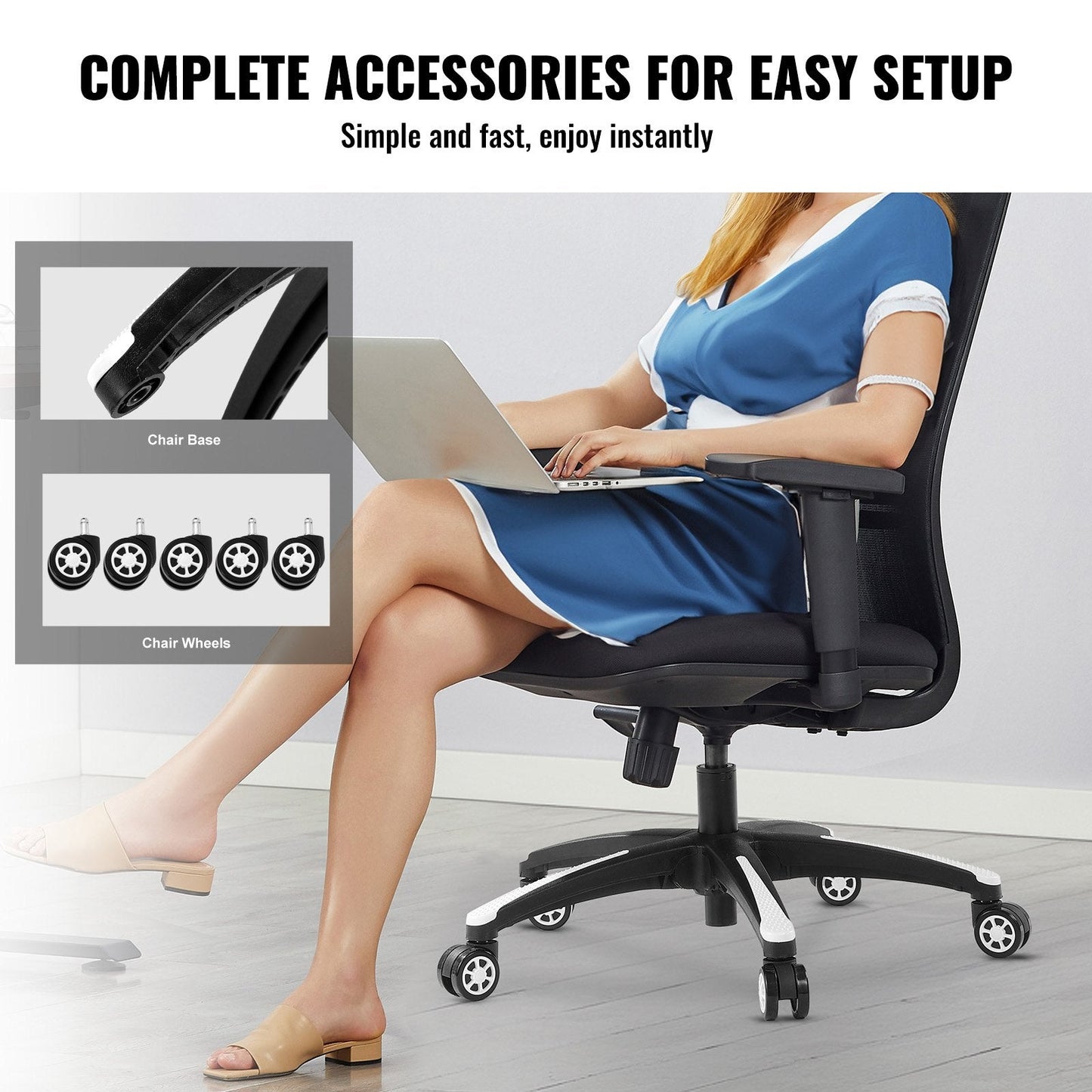 Heavy Duty Office Chair Base Replacement, 0.71 m, 1134 kg Capacity, Universal Fit