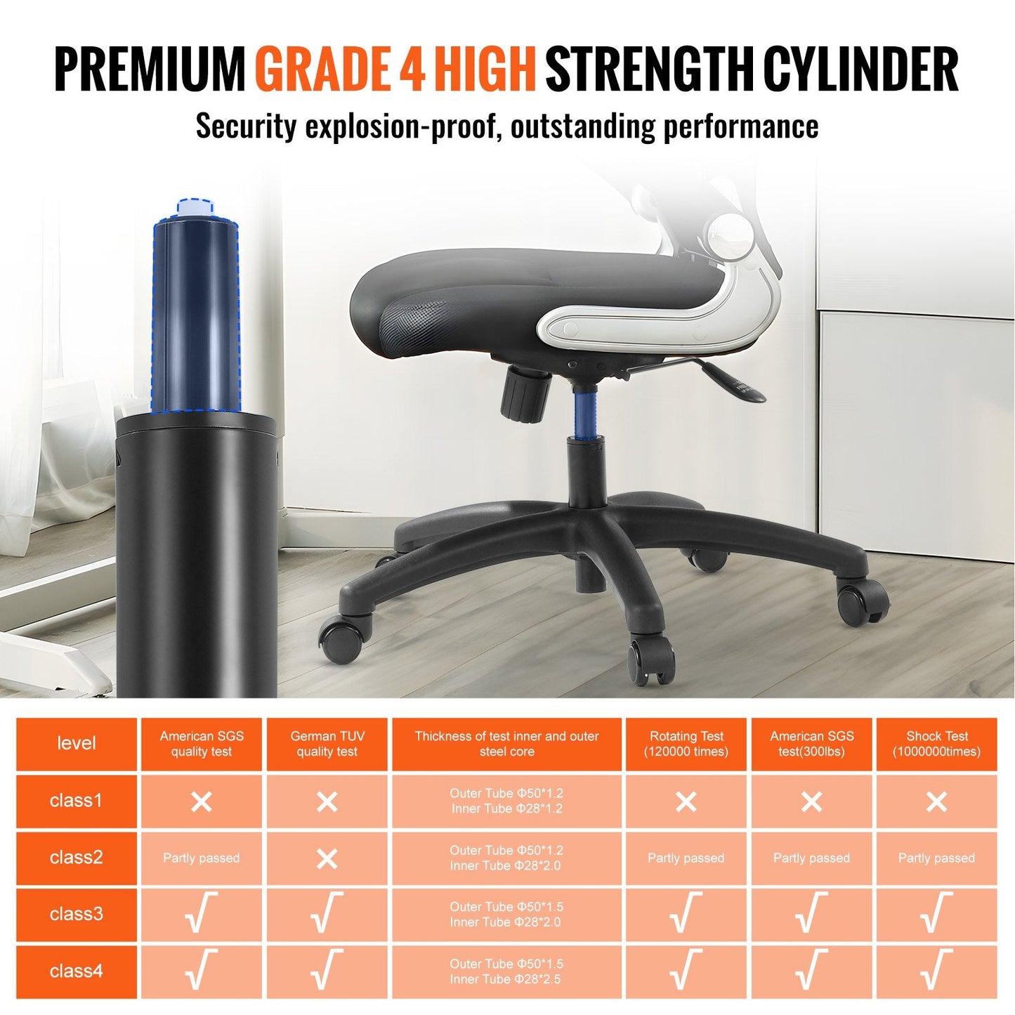 Heavy-Duty Swivel Chair Base Replacement, 0.71m, 1134kg Load Capacity