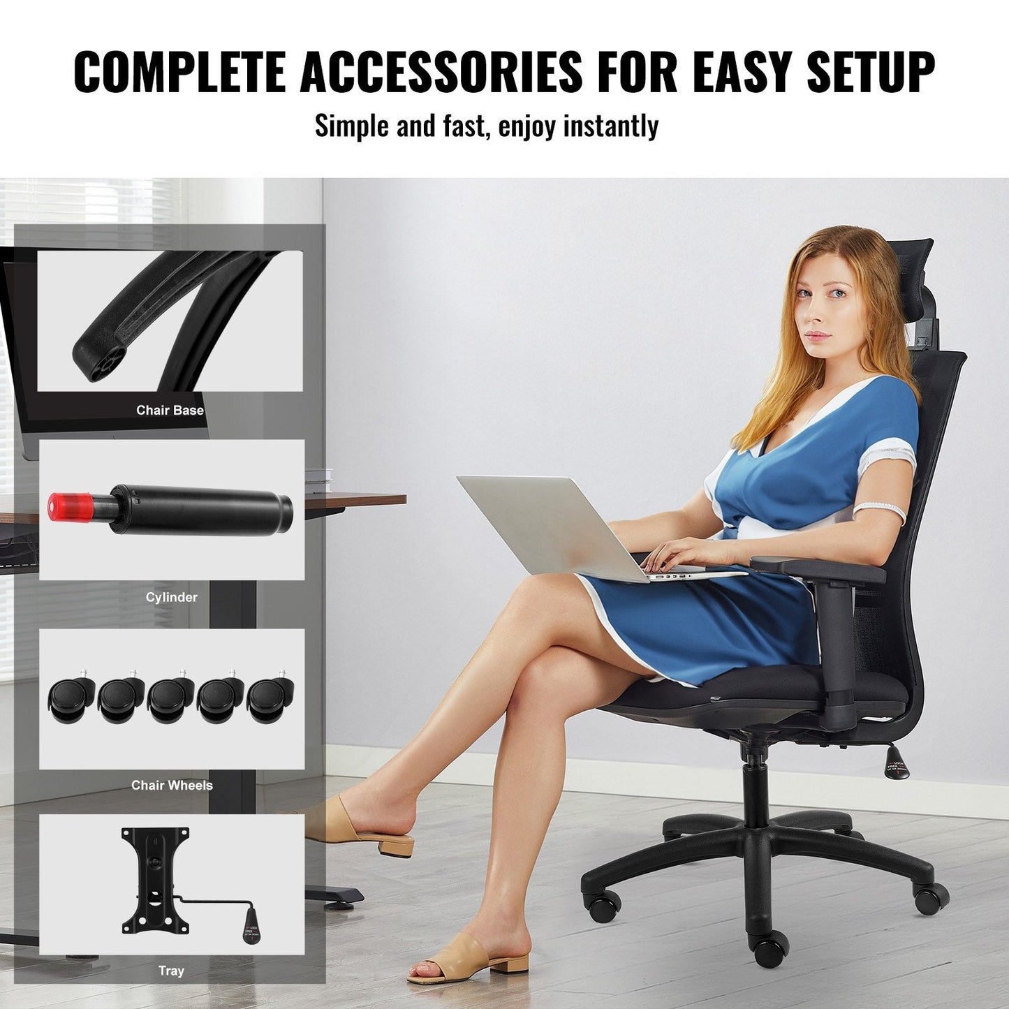 Heavy-Duty Swivel Chair Base Replacement, 0.71m, 1134kg Load Capacity