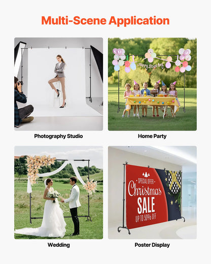 Backdrop Stand, 213 x 300 cm Adjustable Photo Backdrop Stand Kit, Portable Background Backdrop Stand with Casters, Heavy Duty Movable Projector Screen Stand, for Wedding, Photo Studio and Party