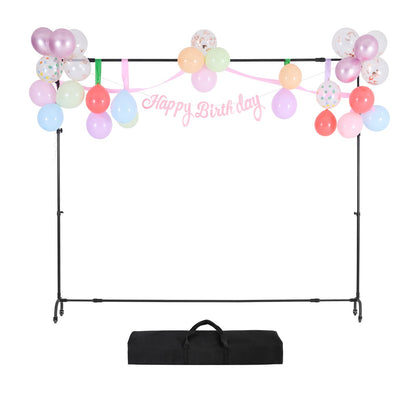 Backdrop Stand, 213 x 300 cm Adjustable Photo Backdrop Stand Kit, Portable Background Backdrop Stand with Casters, Heavy Duty Movable Projector Screen Stand, for Wedding, Photo Studio and Party