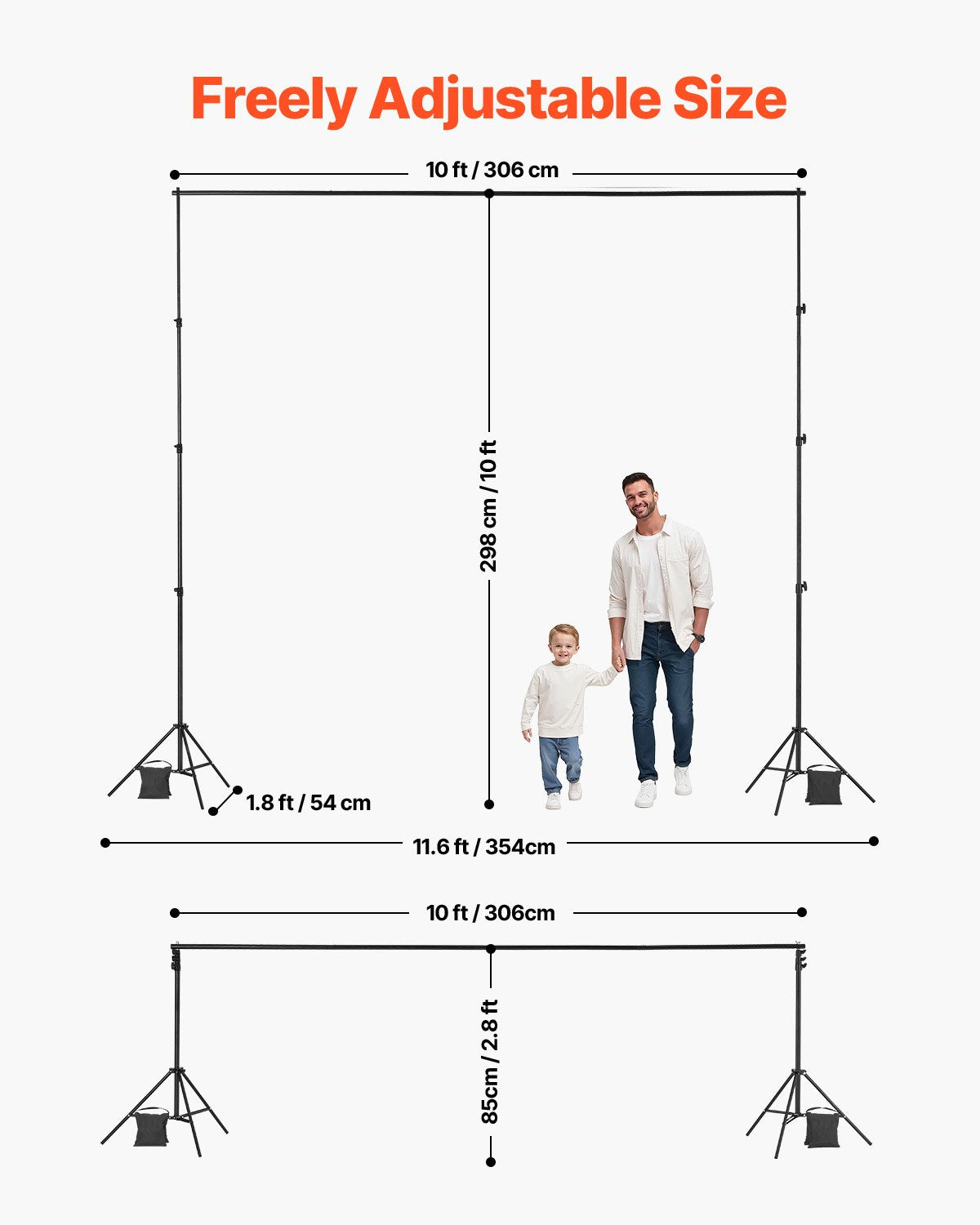 VEVOR Backdrop Stand Background Stand Kit 298 x 300 cm for Party & Photo Studio