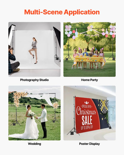 VEVOR Backdrop Stand Background Stand Kit 298 x 300 cm for Party & Photo Studio