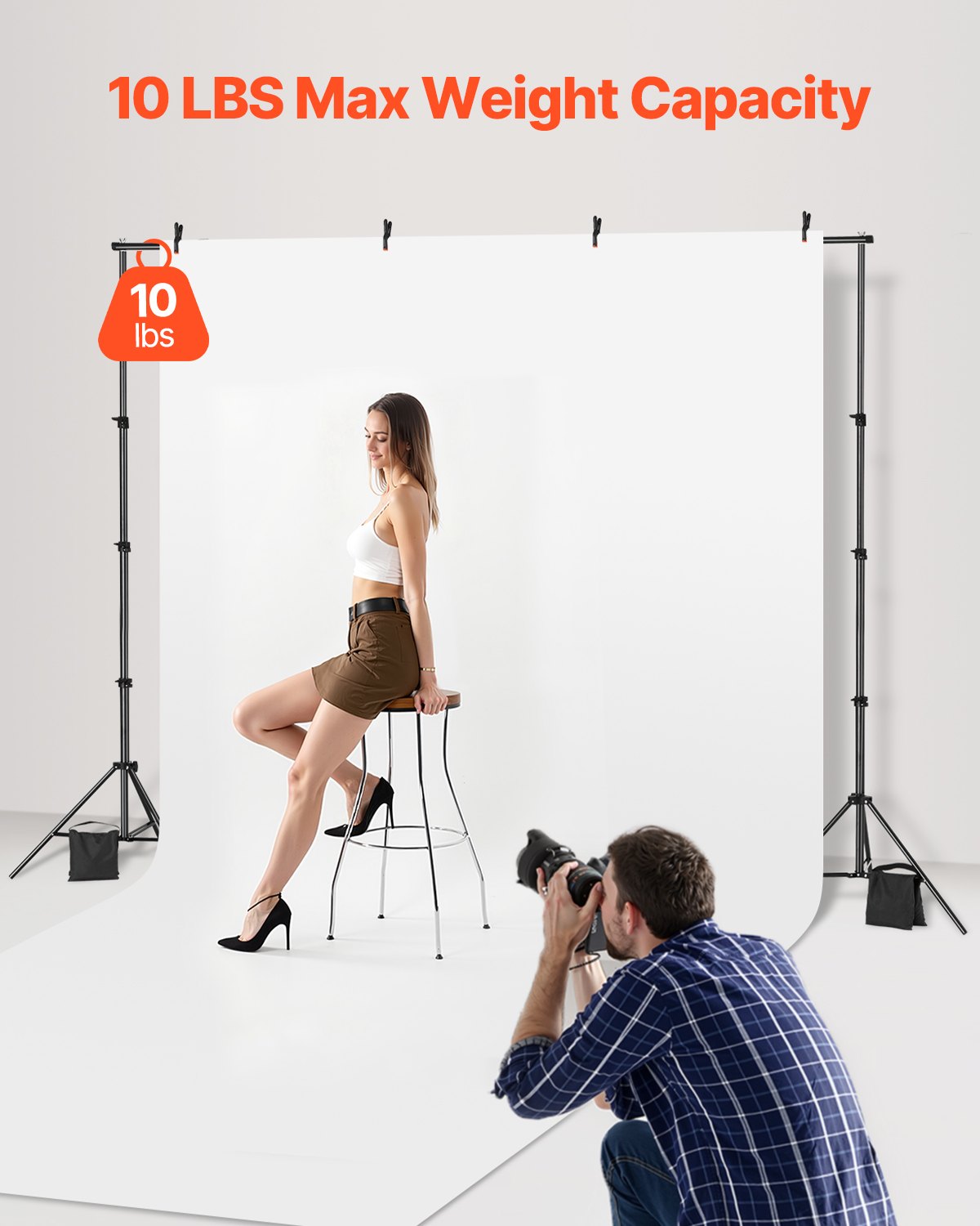 VEVOR Backdrop Stand Background Stand Kit 213 x 300 cm for Party & Photo Studio